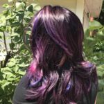 Purple hair dye of for a woman